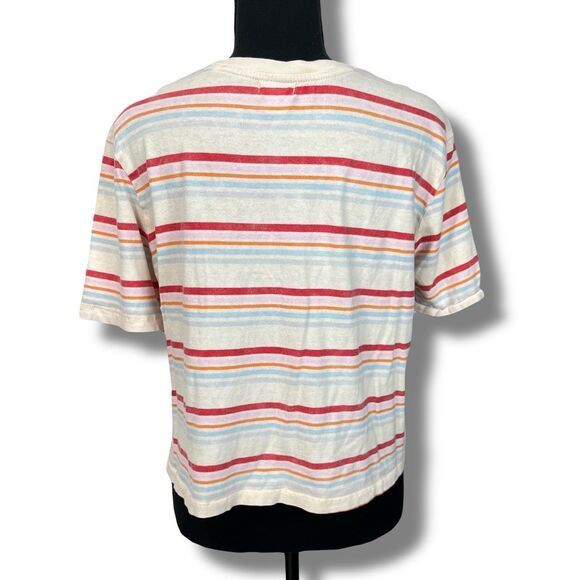 Billabong Striped Crop T-Shirt Top with Pocket Size Small - Picture 3 of 7